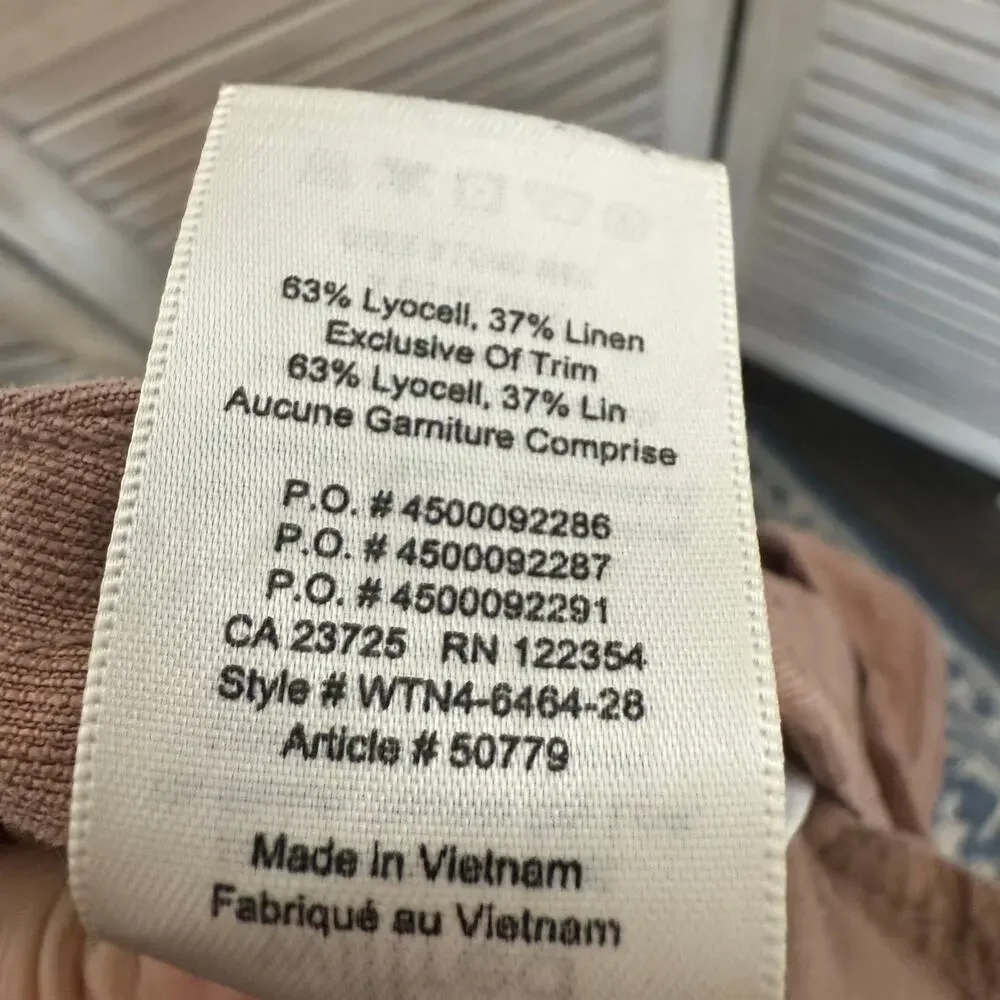 WILFRED ARITZIA Women's 8 Allant Linen Pants Cropped Waist Tie Moroccan Spice